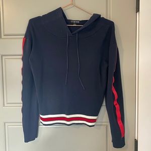Navy Blue Hoodie with Stripe